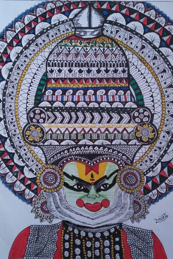 Paintings by Drishti Kumari - Kathakali- A Beautiful Form Of Dance