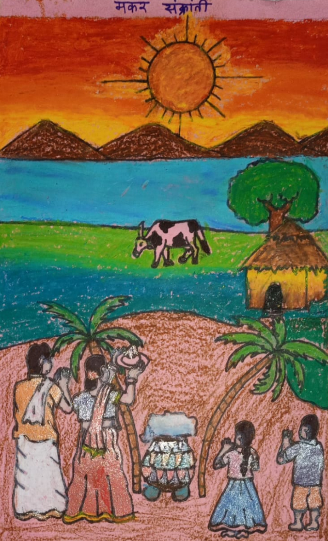 Painting by A Ajanya - Makar Sankranti