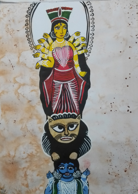Painting by Soumil Mukherjee - Durga Patachitra