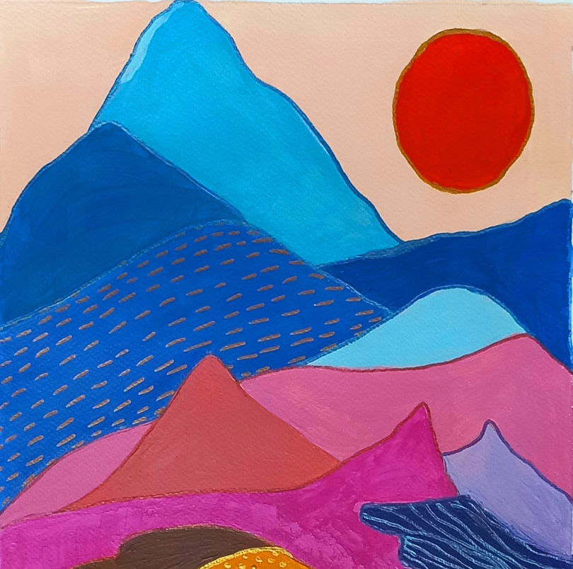 Painting by Anupa Paul - Silhouettes Of Wonderful Mountains
