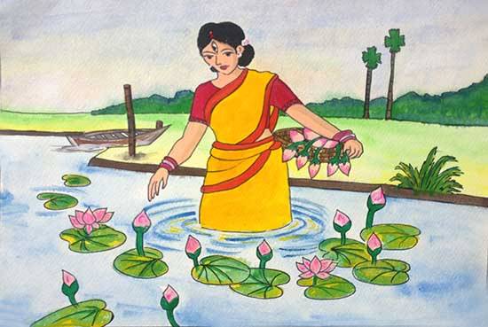 Paintings by Maharshi Basu - My Durga
