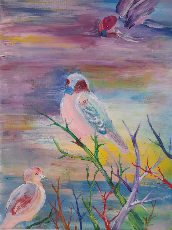 Painting by Csenge Natalia Pop - Birds