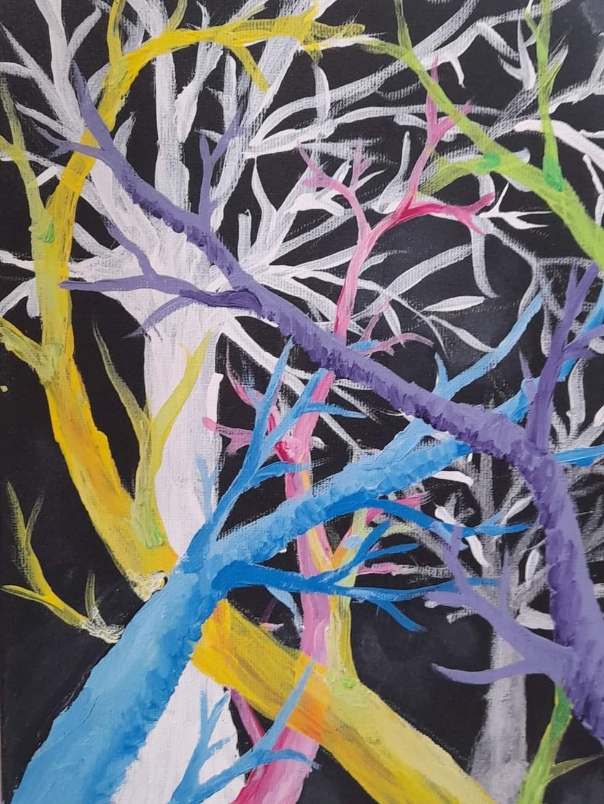 Painting by Csenge Natalia Pop - Roots and Branches