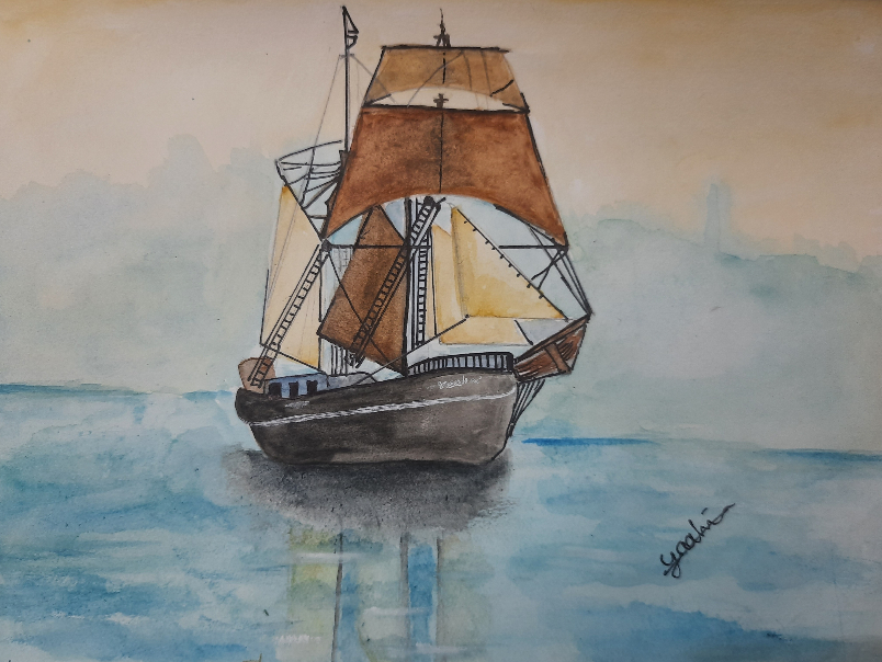 Painting by Yaalini P - 3d ship painting