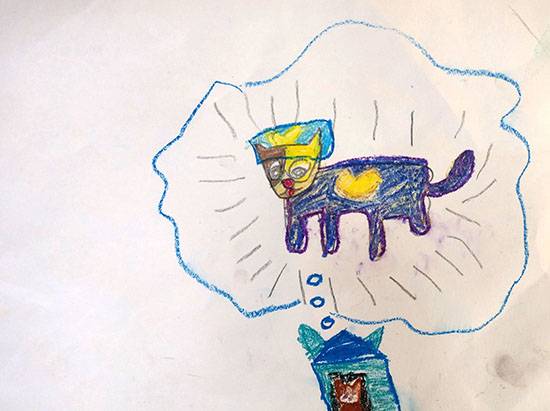 Painting by Ira Rajeshwaran - Cat dreams of being a dog