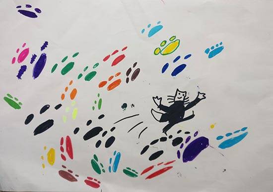 Paintings by Ira Rajeshwaran - Paw prints in the Snow