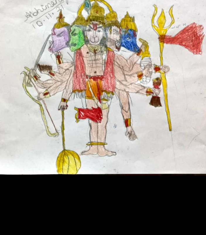 Painting by Abhimaneyu Singh - PANCHMUKHI HANUMAN