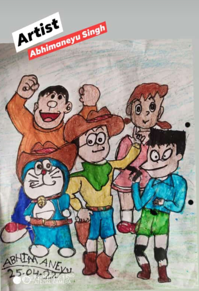Painting by Abhimaneyu Singh - DOREMON CARTOON CHARACTERS