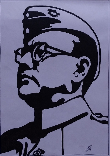 Painting by Raktima Sau - Subhash Chandra Bose