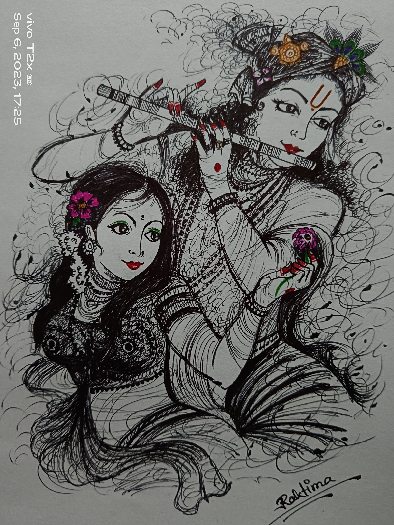 Painting by Raktima Sau - Radha Krishna