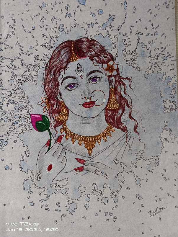 Painting by Raktima Sau - Devi Saraswati
