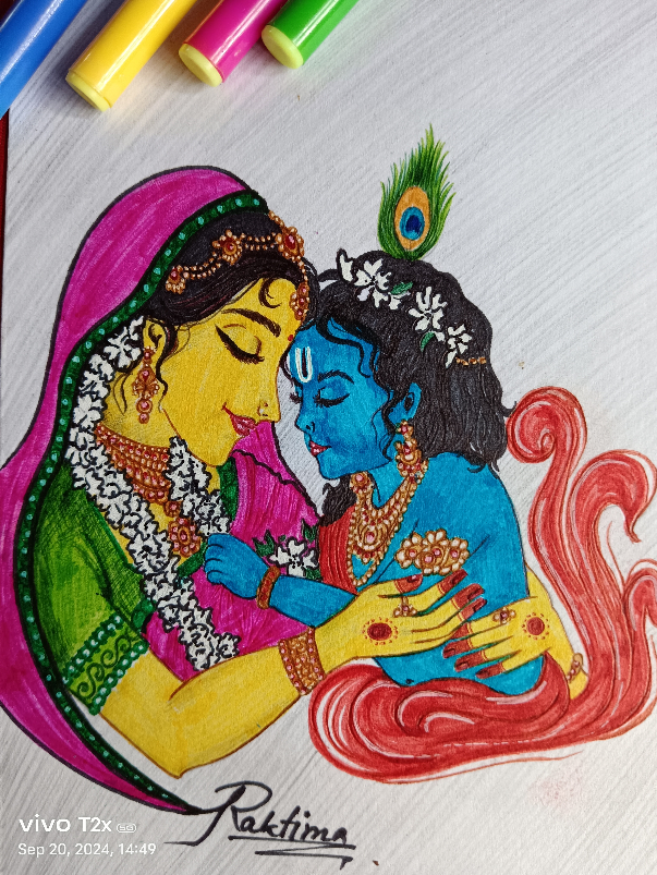 Painting by Raktima Sau - Mother's love .
