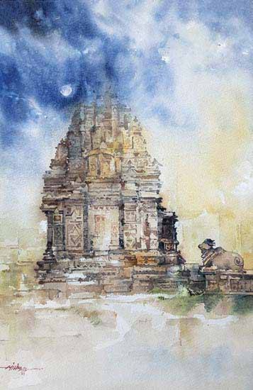 Painting by Milind  Bhanji - Mukteshwar Mahadev Temple - Sinnar