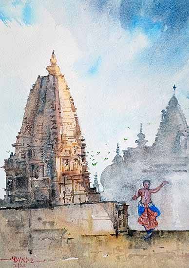 Painting by Milind  Bhanji - Vishwanath Temple, Khajuraho