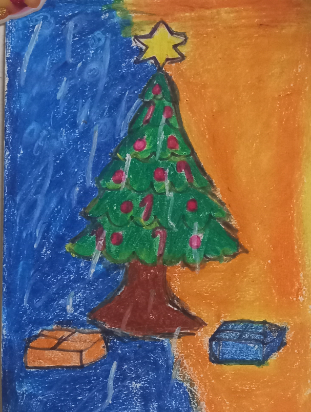 Painting by Arjun Singh khati - Christmas Celebration