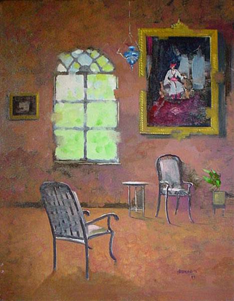 Painting by Anwar Husain - Two Chairs