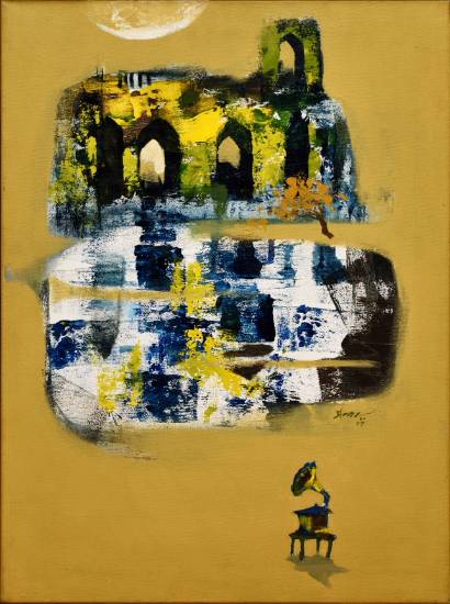 Paintings by Anwar Husain - Music in the ruins