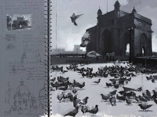 Paintings by Anwar Husain - Mumbai Diary - 8