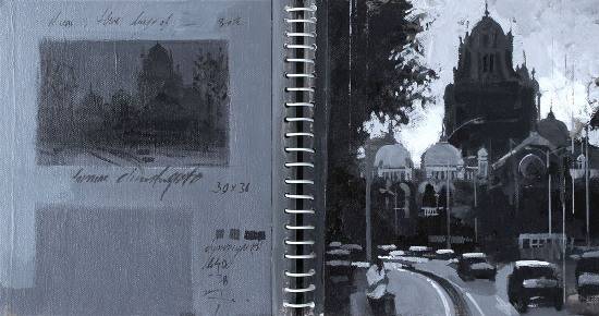 Paintings by Anwar Husain - Mumbai Diary - 17