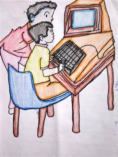 Painting by B Navya Hasini - The learner & the instructor