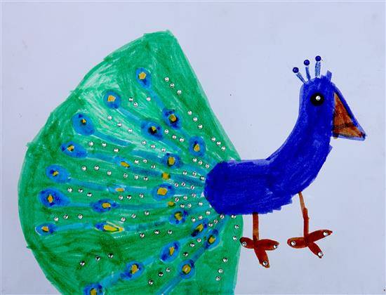 Painting by Maanasvi Deverkonda - Peacock - The national bird of India