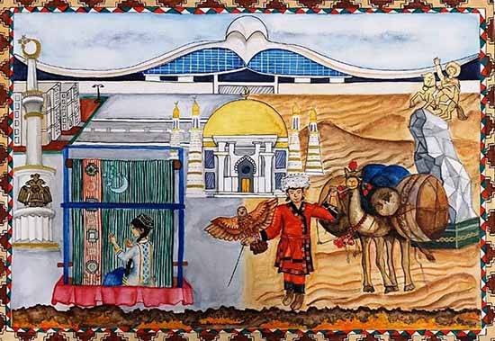 Painting by Parul Wagh - The amazing country Turkmenistan