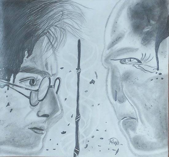 Painting by Rupkatha guria - Harry Potter and Voldemort