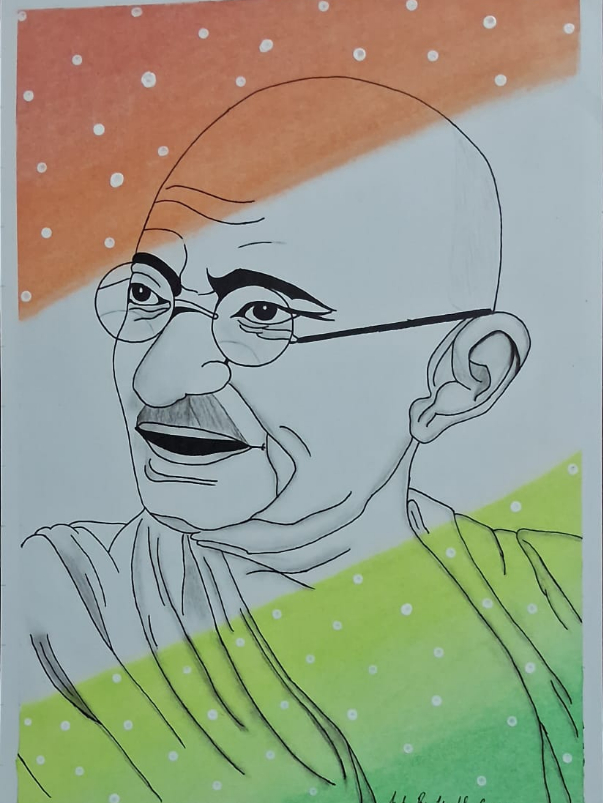 Painting by Hardik Gargi - MAHATMA CHANDHI JI