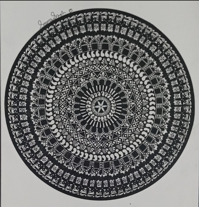 Artwork by Seema Sengar - Black and white Mandala
