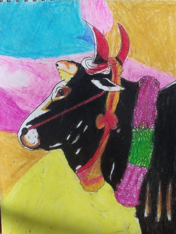 Painting by Yazhini G - Jallikattu