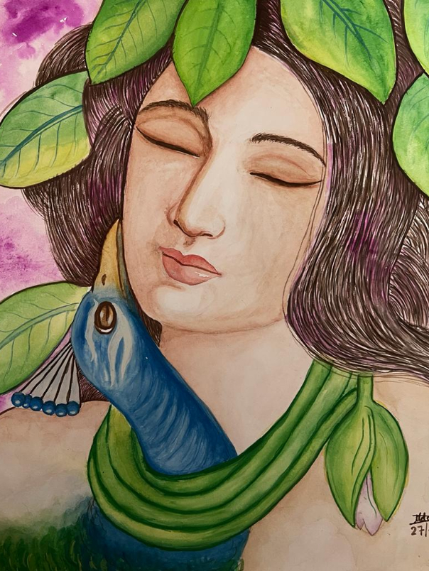 Painting by Nency Bhingradiya - My favorite bird peacock