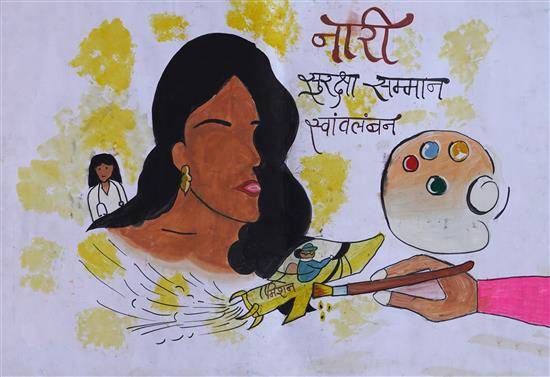 Painting by Vineshwari Margaye - Women's security and self-reliance