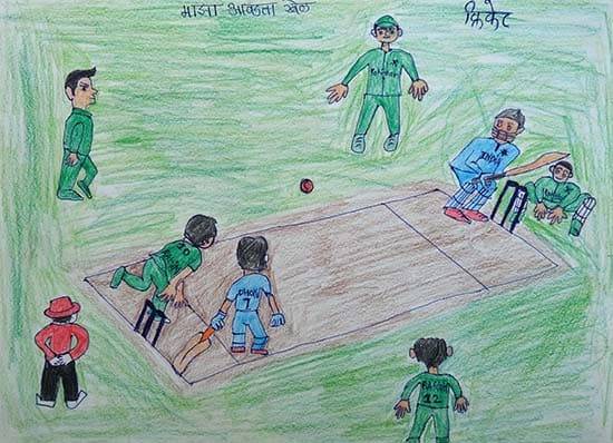 Painting by Saurabh Phadawale - My favorite game - Cricket