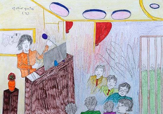 Painting by Sombari Kunjami - My dream to be an Anchor