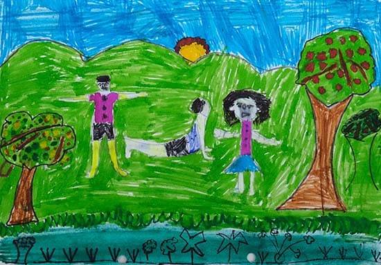 Painting by Vijay Dhurve - Morning exercise