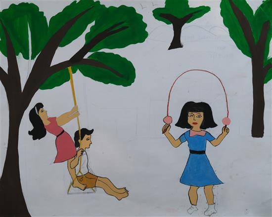Painting by Nirasha Korage - Children playing games