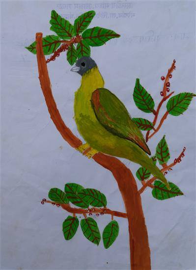 Painting by Manoj Dharane - Colorful Pigeon