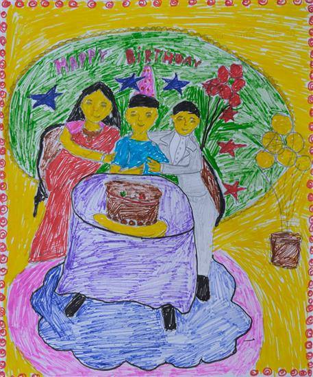 Painting by Rupa Kove - Birthday celebration