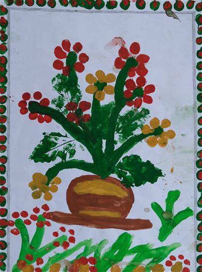 Painting by Sayabai Yadav - Flower Pot