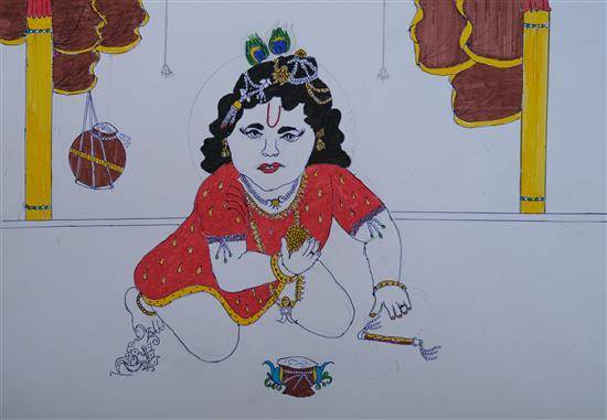 Painting by Kajal Rathad - Bal Krishna