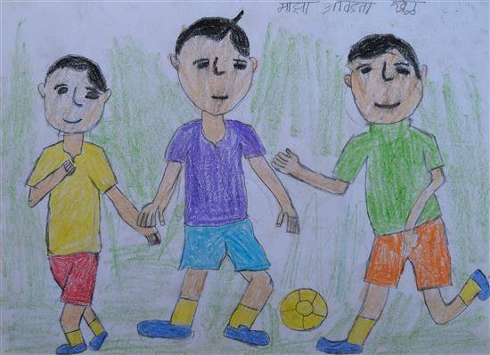 Painting by Suraj Haravate - My favorite game - Football
