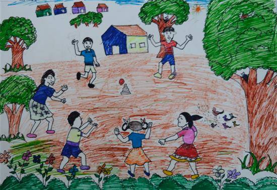 Painting by Suraj Wagh - Fun with friends