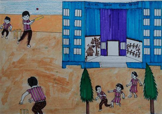 Painting by Mamata Rijad - Play time in Recess