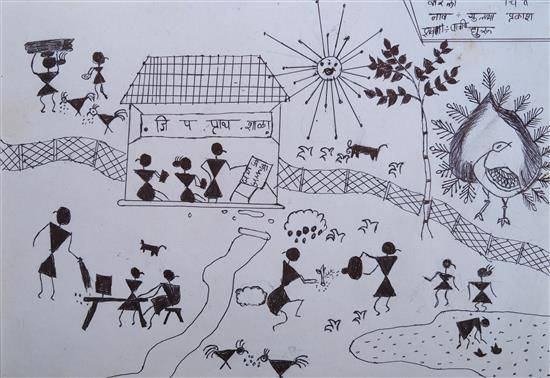 Painting by Sulabha Dhuru - Warli painting - 2