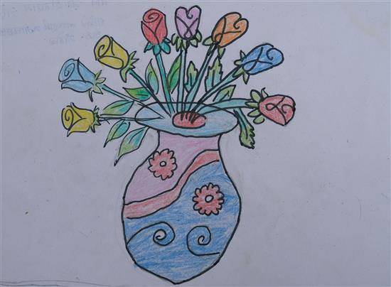 Painting by Geeta Aher - Flower Pot