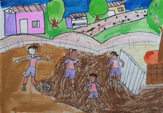 Painting by Macha Nimbare - Foot ball players
