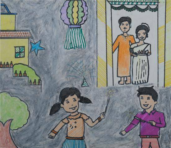 Painting by Puja Raut - Diwali Festival