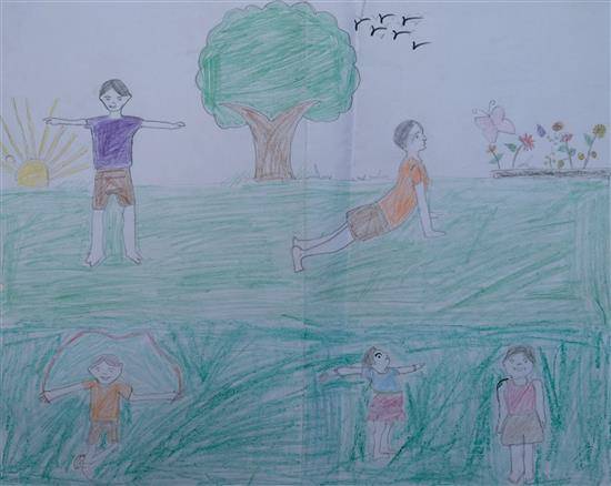 Painting by Pushpa Khule - Morning exercise