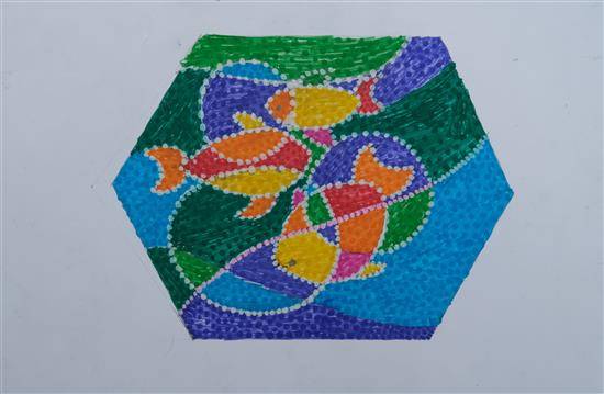 Painting by Jayashree Madavi - Sankalp Chitra - Design in Hexagon