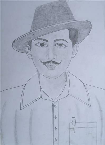 Painting by Bhauraj Shelake - Revolutionary Bhagat Singh